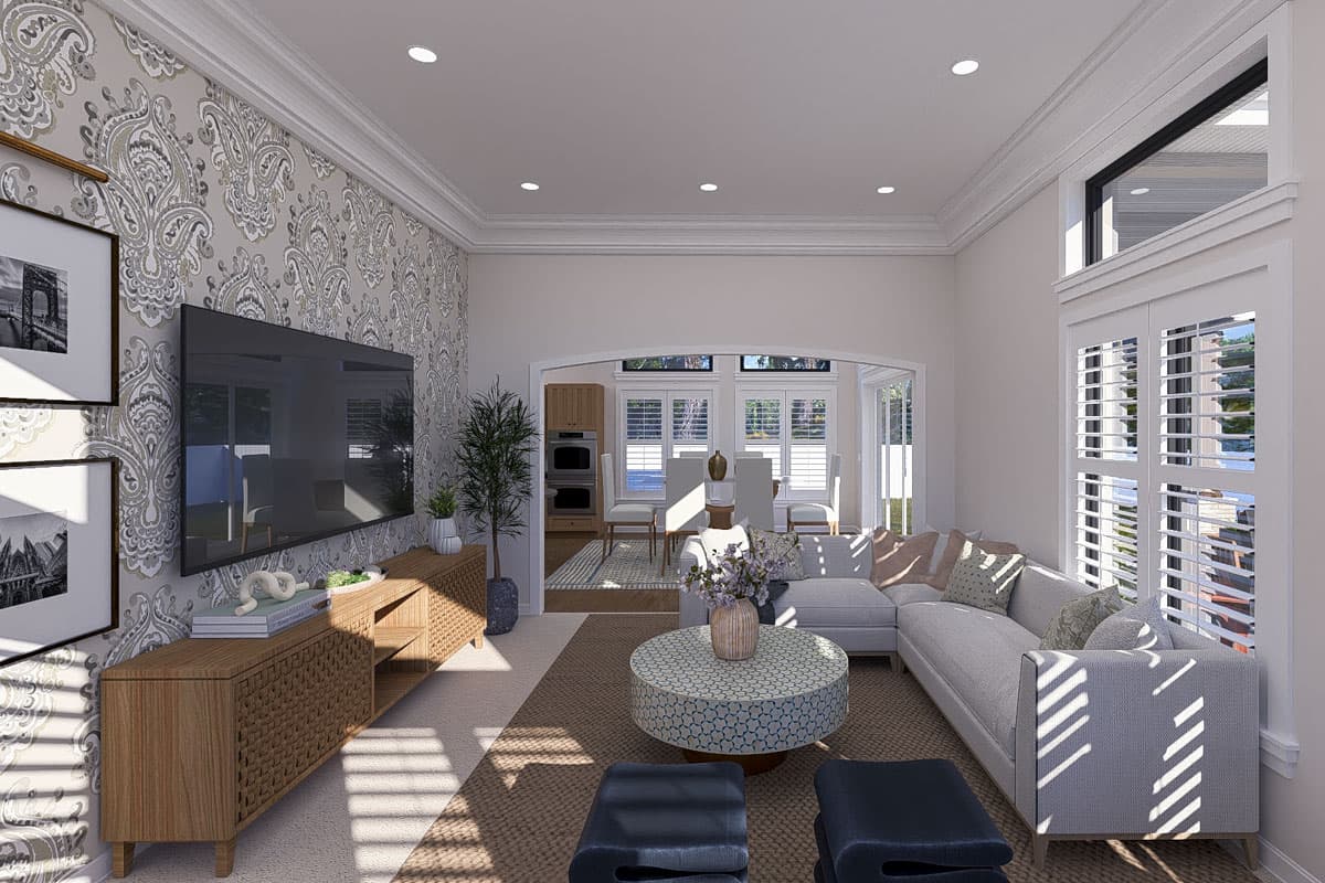 Plan 61537UT: 3-Bed Traditional House Plan with Oversize Angled 5-Car Garage - 3270 Sq Ft - Image #12 - Spanish, Traditional, Transitional