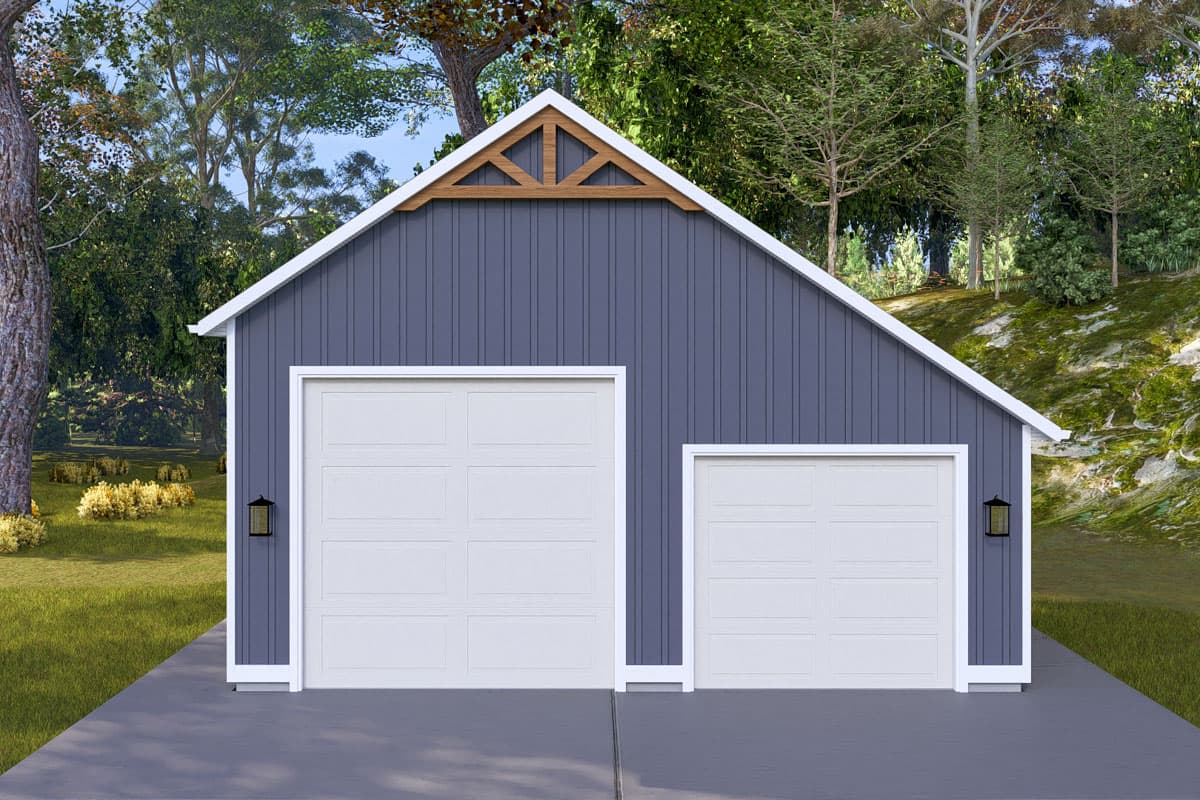 Plan 61538UT: Traditional 2-Car Garage with RV Garage Bay- 901 Sq Ft