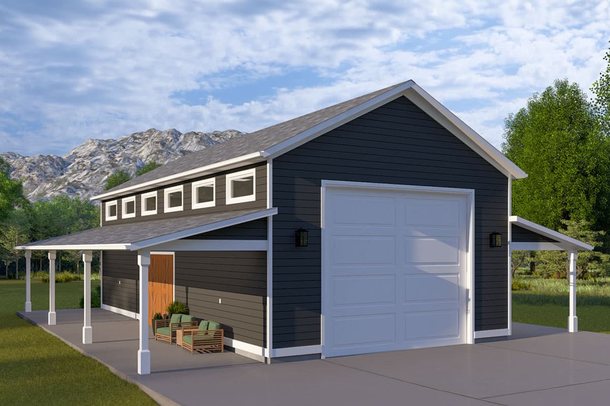 Plan 61539UT: Contemporary 4-Car Detached RV Garage - 1300 Sq Ft - Image #4 - Barndominium, Contemporary