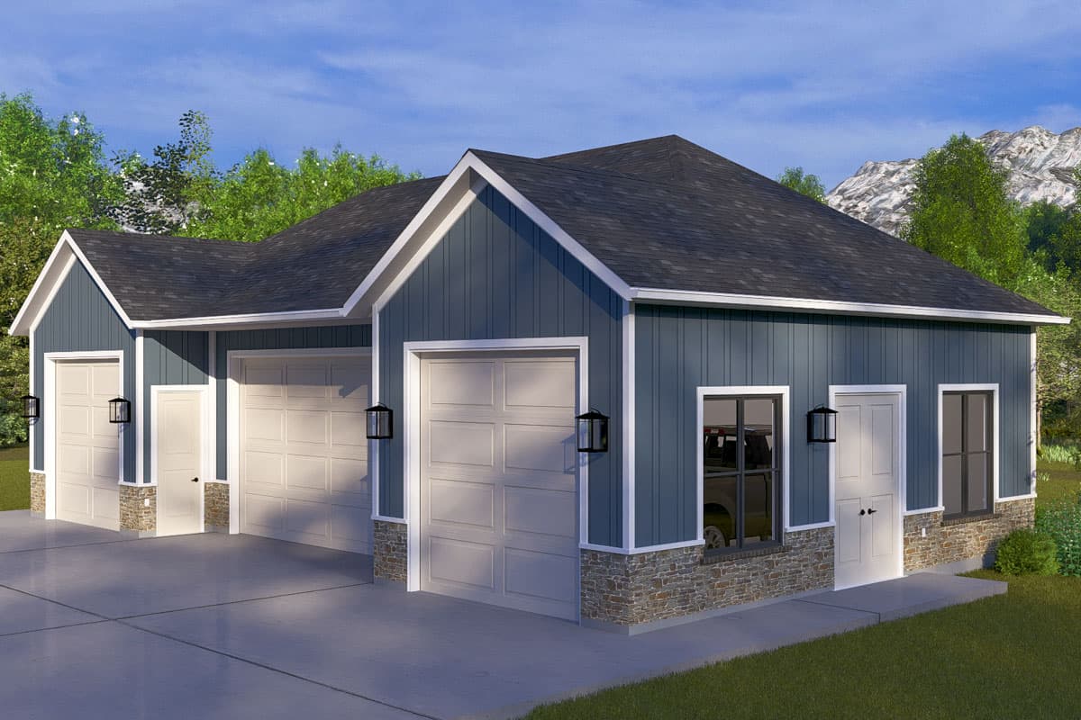 Plan 61540UT: Modern 4-Car Detached Garage - 1461 Sq Ft