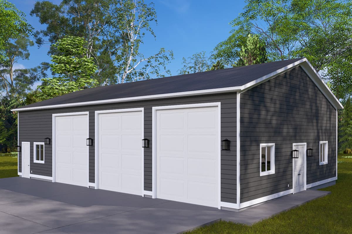 Plan 61541UT: RV-Friendly Traditional 3-Car Oversized Garage with Office Space - 1900 Sq Ft - Image #8 - Traditional