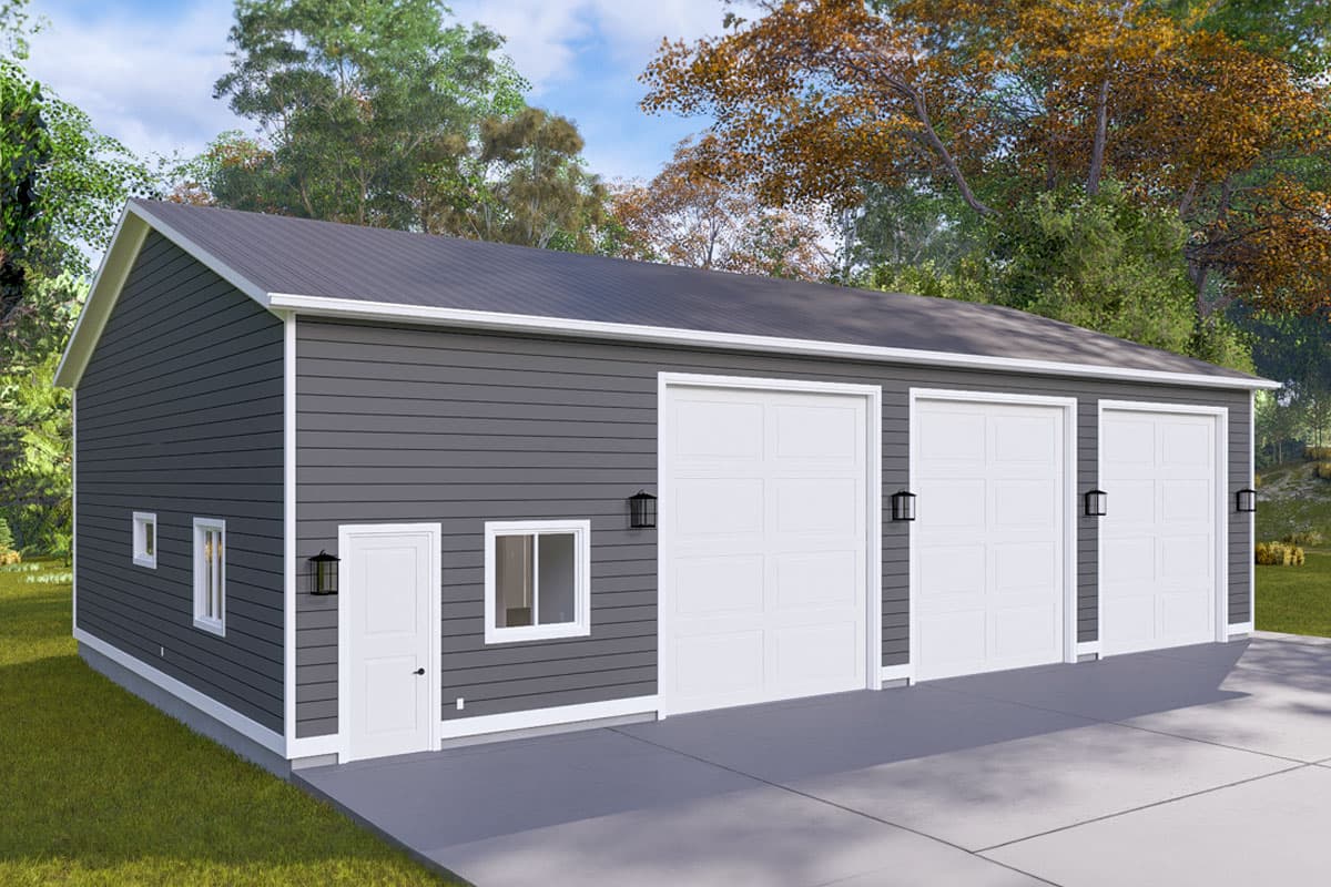 Plan 61541UT: RV-Friendly Traditional 3-Car Oversized Garage with Office Space - 1900 Sq Ft - Image #6 - Traditional