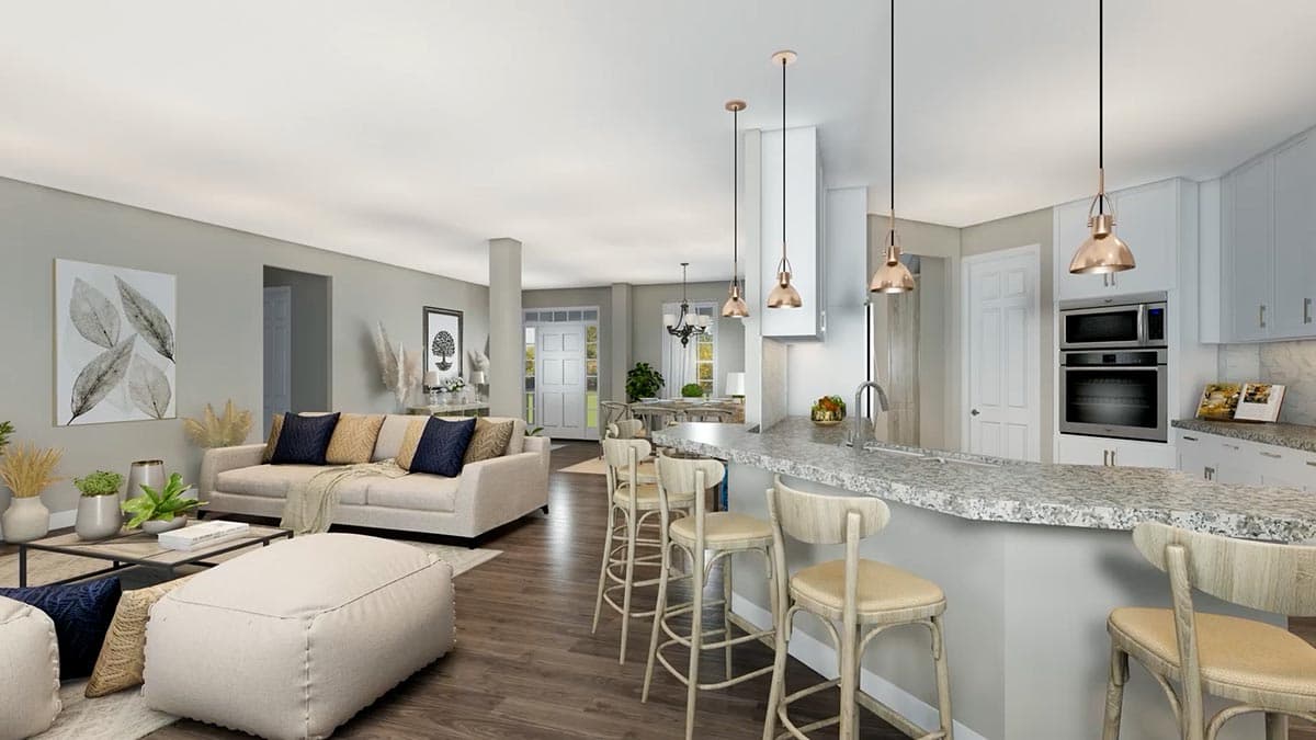 Plan 3674DK: 3-Bedroom Country Farmhouse Plan with Split Bedrooms and Bonus Room - Image #10 - Country, Traditional