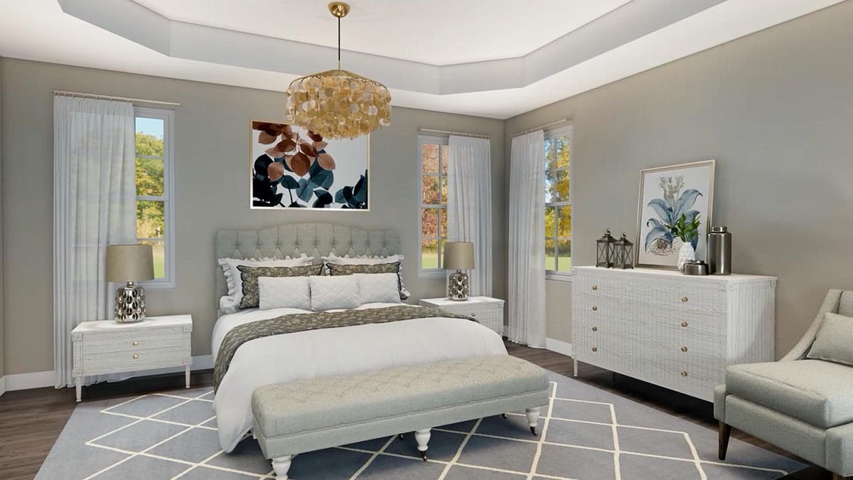 Plan 3674DK: 3-Bedroom Country Farmhouse Plan with Split Bedrooms and Bonus Room - Image #11 - Country, Traditional