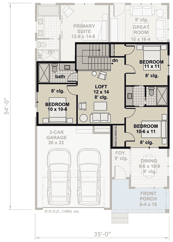 Plan 14859RK: 4-Bed Modern House Plan with Formal Dining Area - 2185 Sq Ft - Floor Plan - 2nd Floor - Contemporary, Modern
