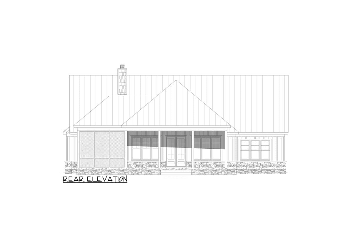 Plan 680445VR: 3-Bed Lake House Plan with Outdoor Kitchen and Screened Porch - 2440 Sq Ft - Image #11 - Coastal, Craftsman, Ranch, Traditional