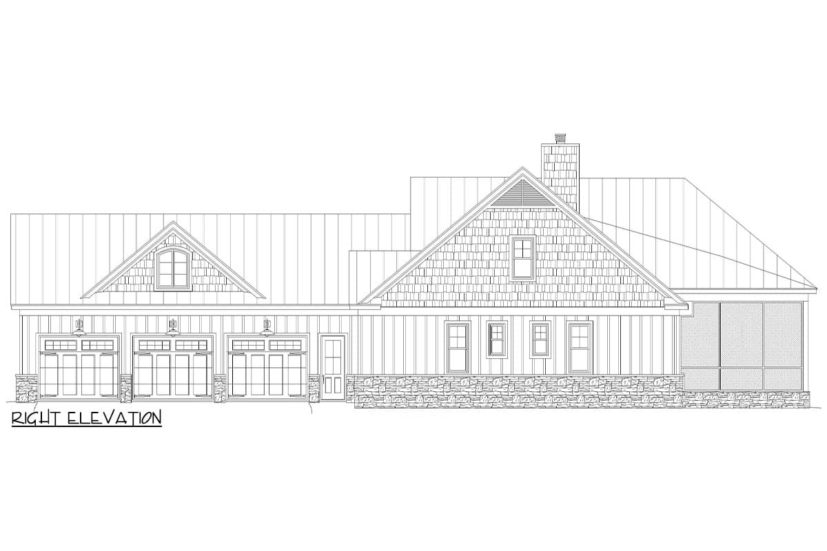 Plan 680445VR: 3-Bed Lake House Plan with Outdoor Kitchen and Screened Porch - 2440 Sq Ft - Image #12 - Coastal, Craftsman, Ranch, Traditional