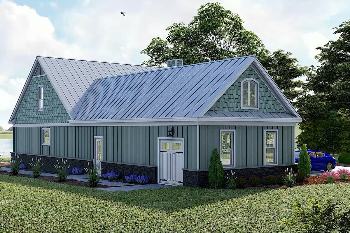 Plan 680445VR: 3-Bed Lake House Plan with Outdoor Kitchen and Screened Porch - 2440 Sq Ft - Image #4 - Coastal, Craftsman, Ranch, Traditional