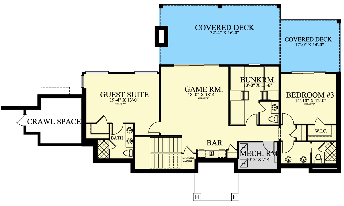 Plan 24137BG: 3-Bed Mid-Century Modern House Plan with Outdoor Fireplace - 3571 Sq Ft - Floor Plan - 2nd Floor - Contemporary, Mountain