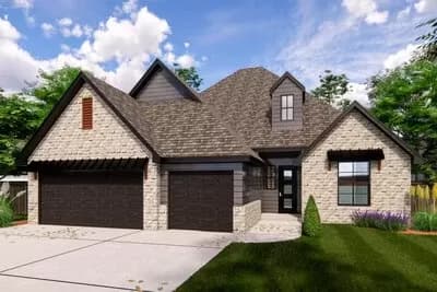 3-Bed Traditional House Plan with Study Flex Area - 1888 Sq Ft