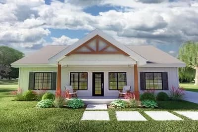 Single-Story Craftsman House Plan with Home Office - 1496 Sq Ft