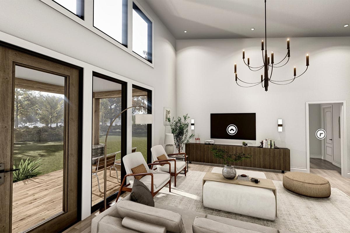 Plan 25836GE: 4-Bed Contemporary Barndominium House Plan with Partially Finished Walkout - 3076 Sq Ft - Virtual Tour Cover Image - Barndominium, Contemporary, Mid Century Modern, Modern