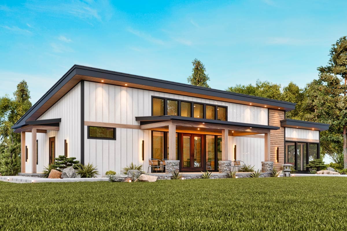 Plan 25836GE: 4-Bed Contemporary Barndominium House Plan with Partially Finished Walkout - 3076 Sq Ft - Image #9 - Barndominium, Contemporary, Mid Century Modern, Modern