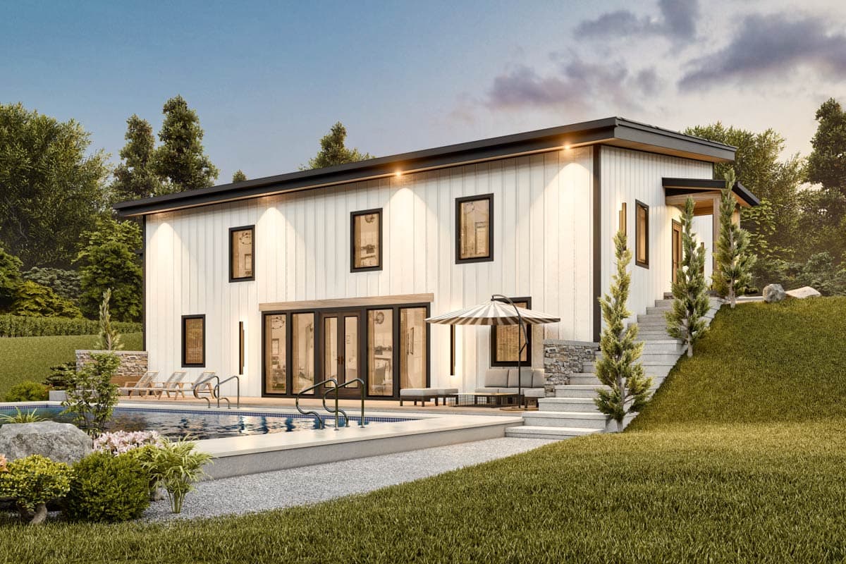 Plan 25836GE: 4-Bed Contemporary Barndominium House Plan with Partially Finished Walkout - 3076 Sq Ft - Image #22 - Barndominium, Contemporary, Mid Century Modern, Modern