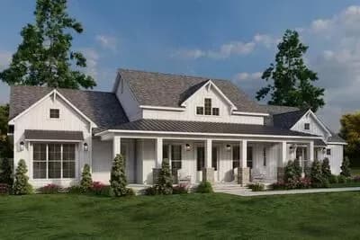 3-Bedroom Farmhouse Plan with Two-Story Great Room - 2481 Sq Ft