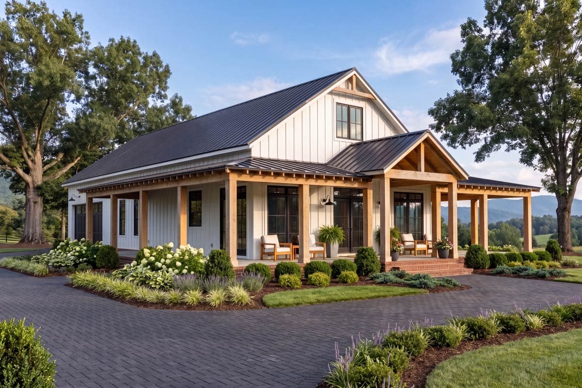 Plan 51979HZ: 3-Bed Barndominium House Plan with Wrap-Around Porch - 1635 Sq Ft - Image #3 - Barndominium, Country, Farmhouse