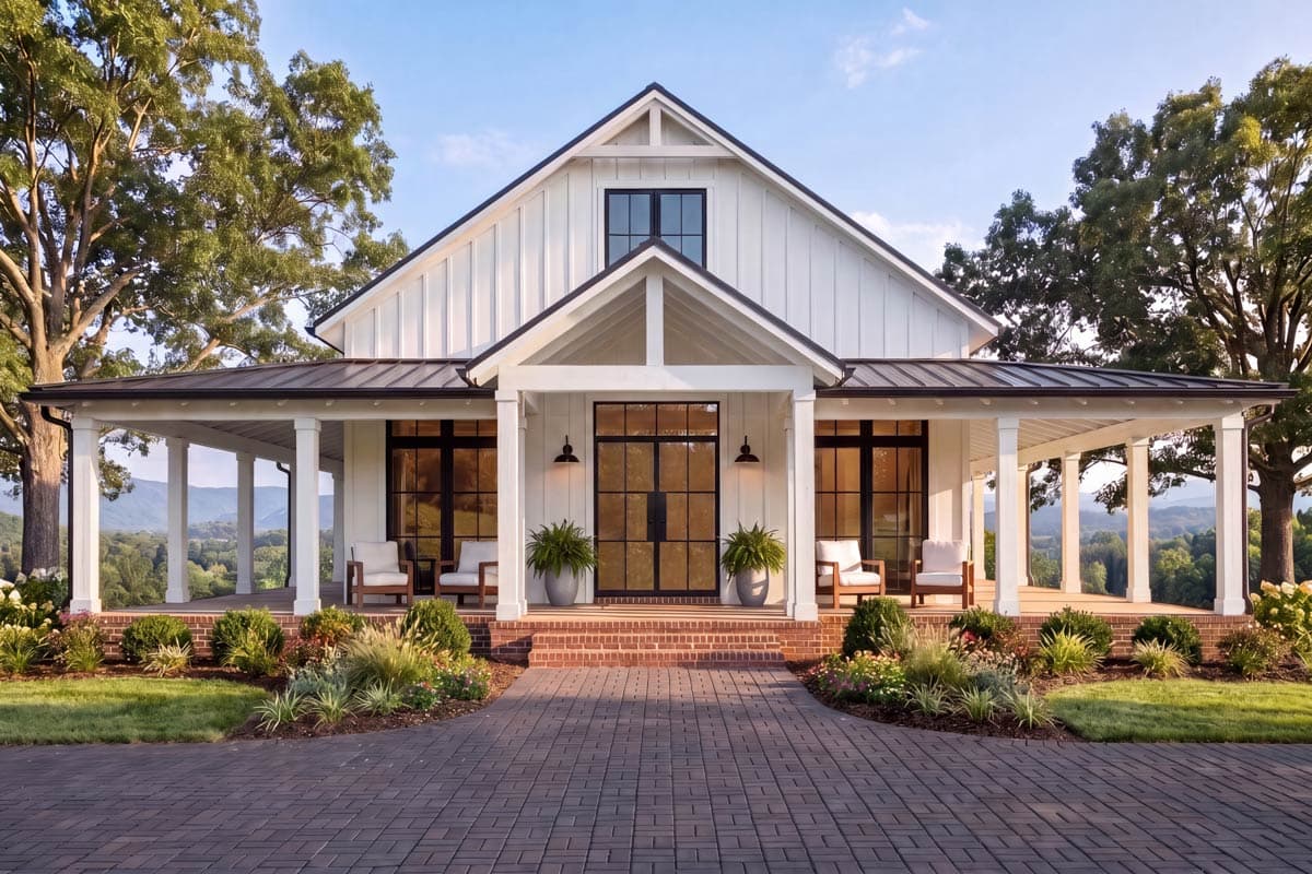 Plan 51979HZ: 3-Bed Barndominium House Plan with Wrap-Around Porch - 1635 Sq Ft - Image #7 - Barndominium, Country, Farmhouse