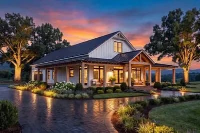 3-Bed Barndominium House Plan with Wrap-Around Porch - 1635 Sq Ft