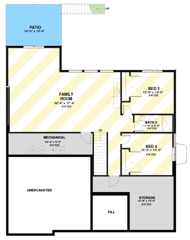 Plan 600010PDZ: One-Story Country House Plan with an Open Concept Living Room - 1749 Sq Ft - Floor Plan - Optional Lower Level - Country, New American