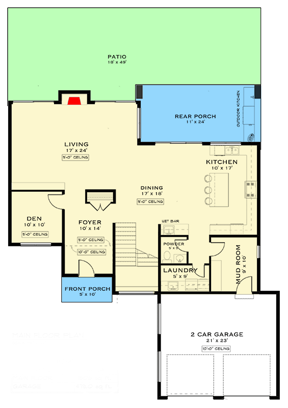 Plan 147020RML: 3-Bed Contemporary Northwest House Plan with Outdoor Kitchen - 2785 Sq Ft - Floor Plan - Main Level - Contemporary, Northwest