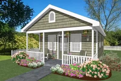 ADU Cottage House Plan with 1 Bedroom Under 500 Sq Ft