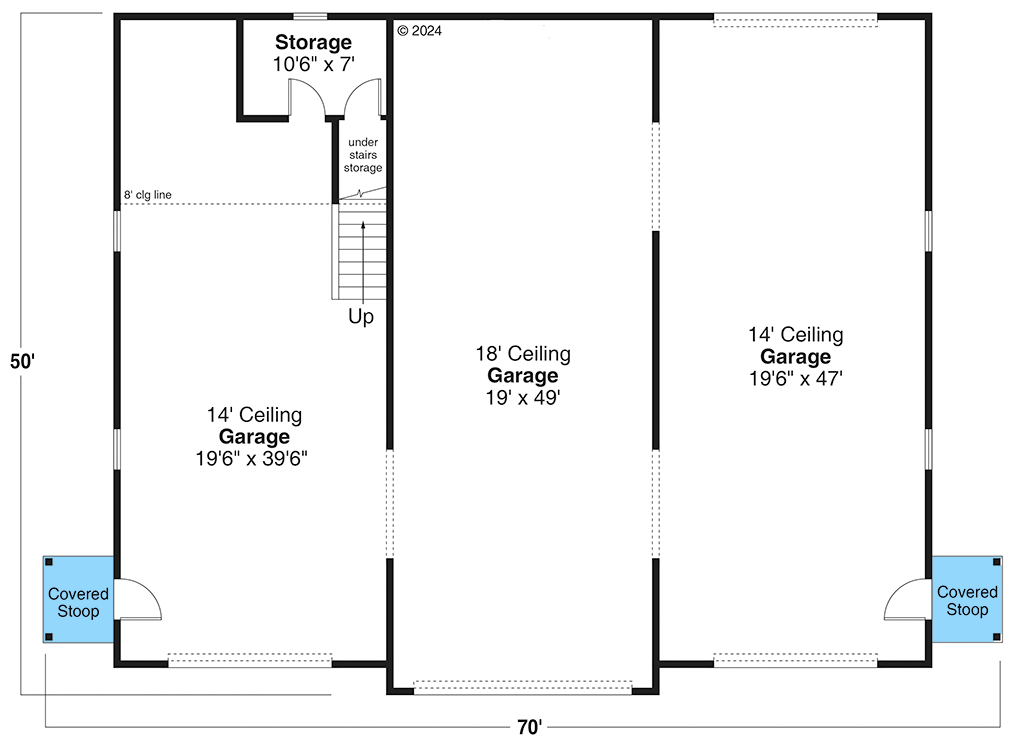Plan 72443DA: Two-Story Detached RV Garage Plan with Drive-Through Bay - 3180 Sq Ft - Floor Plan - Main Level - Traditional