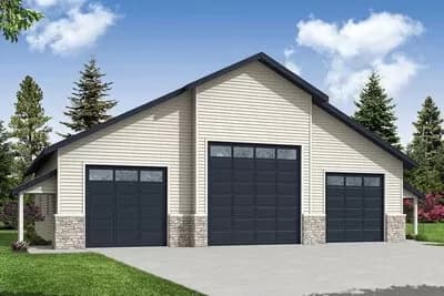 Two-Story Detached RV Garage Plan with Drive-Through Bay - 3180 Sq Ft