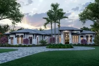 5-Bedroom Coastal Contemporary House Plan with Oversized Garage - 4598 Sq Ft
