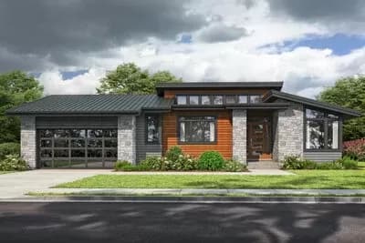 3-Bed Contemporary House Plan with Outdoor Kitchen - 1635 Sq Ft
