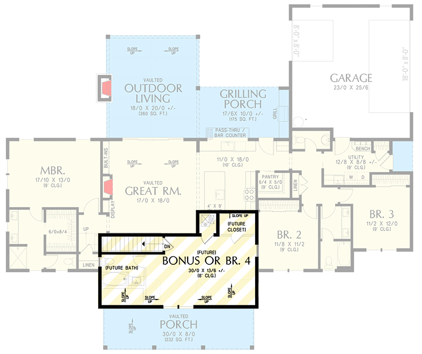 Plan 69887AM: 3-Bed Modern Farmhouse Plan with Outdoor Kitchen and Fireplace - 2216 Sq Ft - Floor Plan - Bonus Level - Country, Farmhouse, Modern Farmhouse, New American