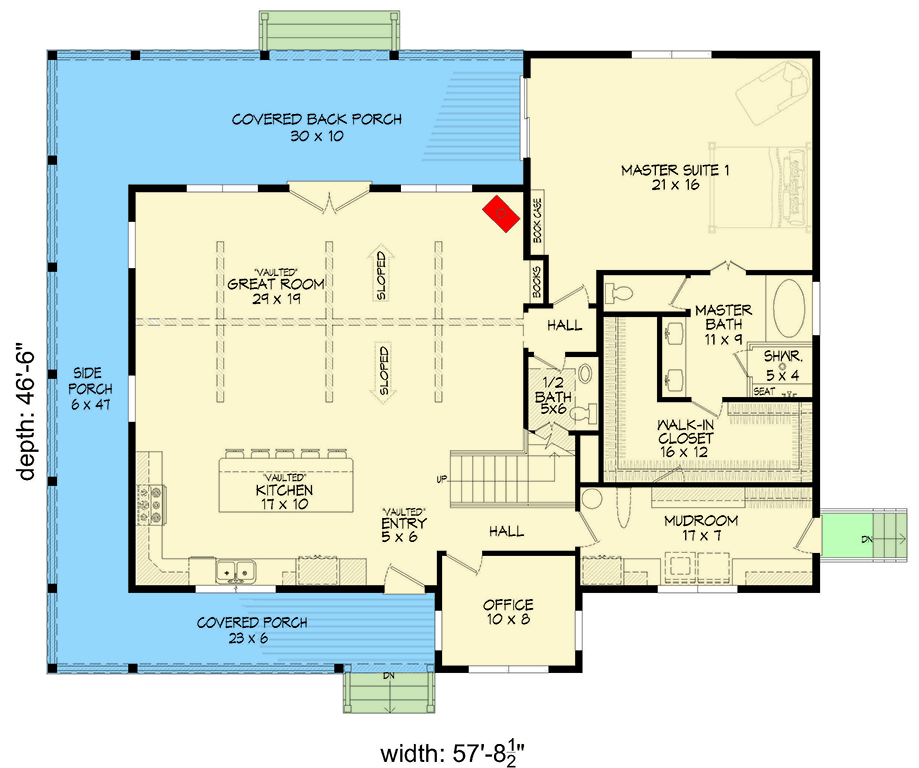 Plan 680451VR: 3-Bed Modern Farmhouse Plan with Wrap-Around Porch - 2733 Sq Ft - Floor Plan - Main Level - Country, Modern Farmhouse, Mountain, Rustic