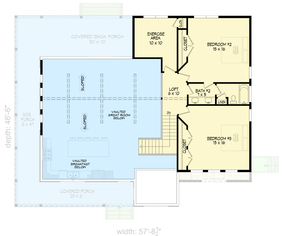 Plan 680451VR: 3-Bed Modern Farmhouse Plan with Wrap-Around Porch - 2733 Sq Ft - Floor Plan - 2nd Floor - Country, Modern Farmhouse, Mountain, Rustic