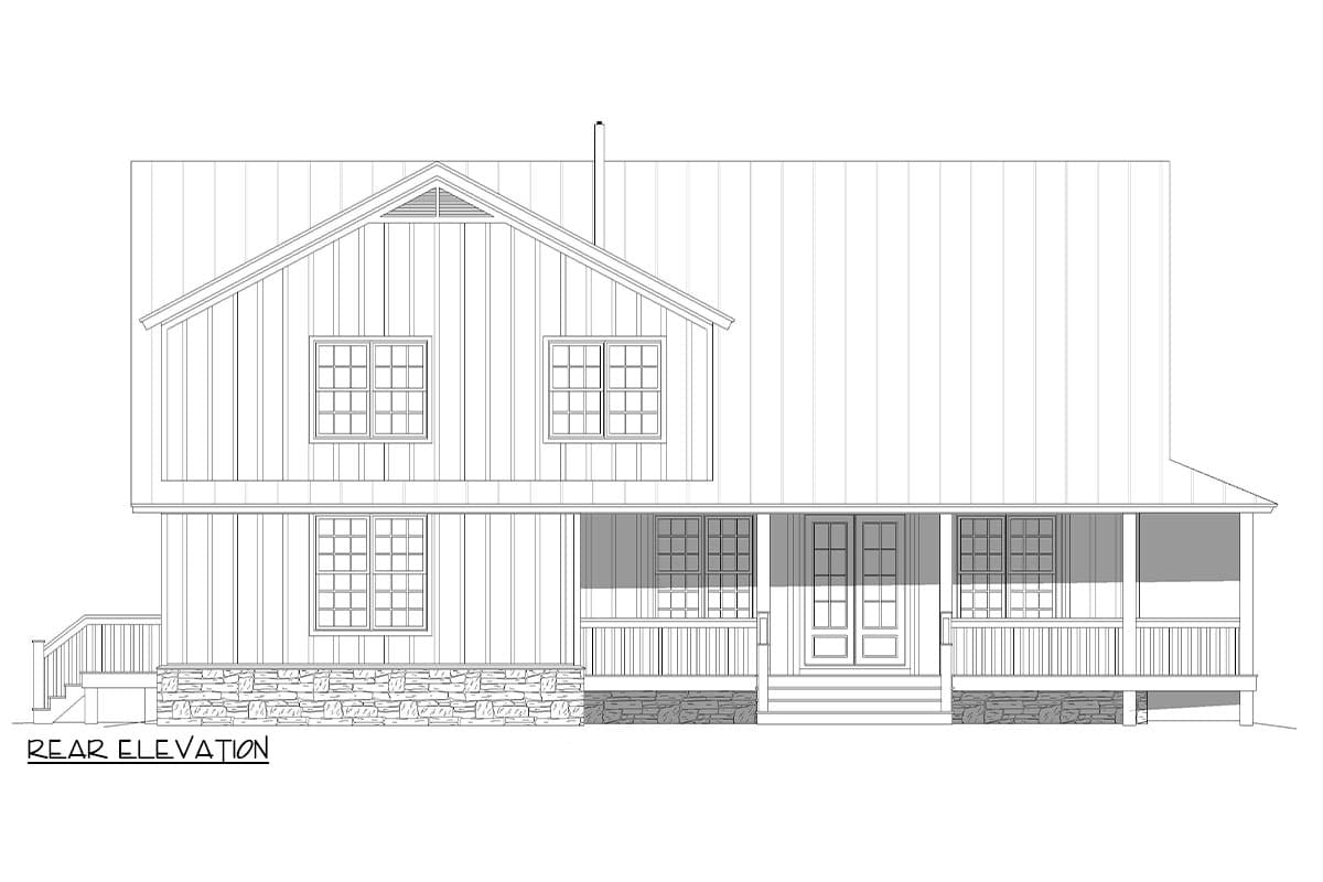Plan 680451VR: 3-Bed Modern Farmhouse Plan with Wrap-Around Porch - 2733 Sq Ft - Image #4 - Country, Modern Farmhouse, Mountain, Rustic