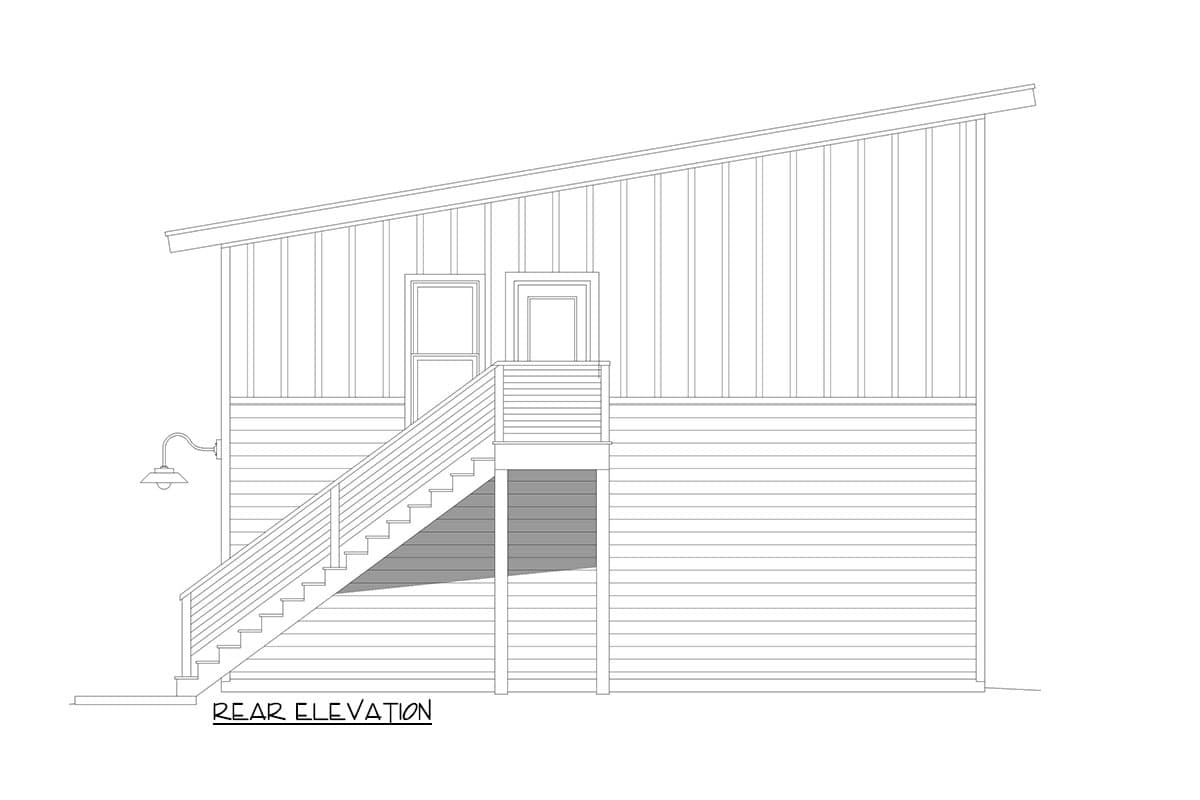 Plan 680452VR: 1-Bed Contemporary RV Garage with Second-Floor Apartment - 575 Sq Ft - Image #5 - Contemporary