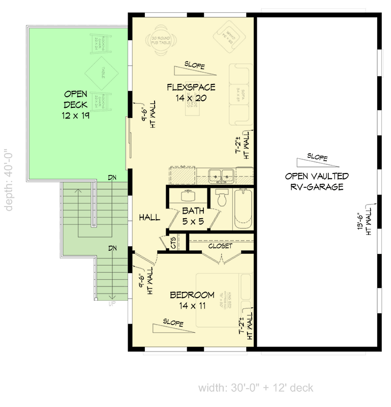 Plan 680453VR: 1-Bed Costal Contemporary with Flex Space - 715 Sq Ft - Floor Plan - Main Level - Country, Craftsman