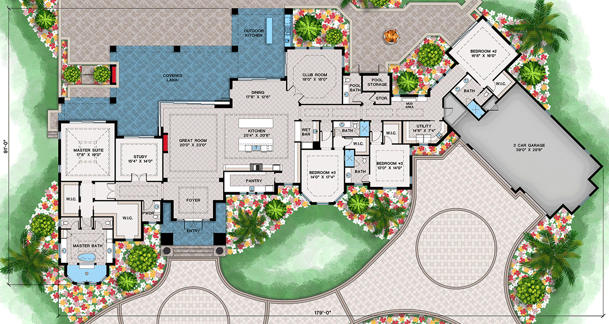 Plan 660019JMD: Single Story Coastal Contemporary Ranch House Plan with game Room - 5475 Sq Ft - Floor Plan - Main Level - Coastal, Coastal Contemporary, Florida-Style, Ranch, Transitional