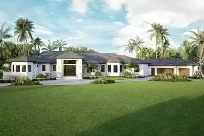 Single Story Coastal Contemporary Ranch House Plan with game Room - 5475 Sq Ft