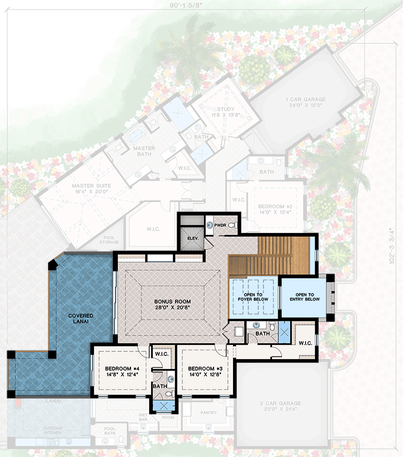 Plan 660021JMD: 5-Bedroom Coastal Contemporary House Plan with Angled Garage - 5595 Sq Ft - Floor Plan - 2nd Floor - Coastal, Coastal Contemporary, Contemporary, European, Transitional