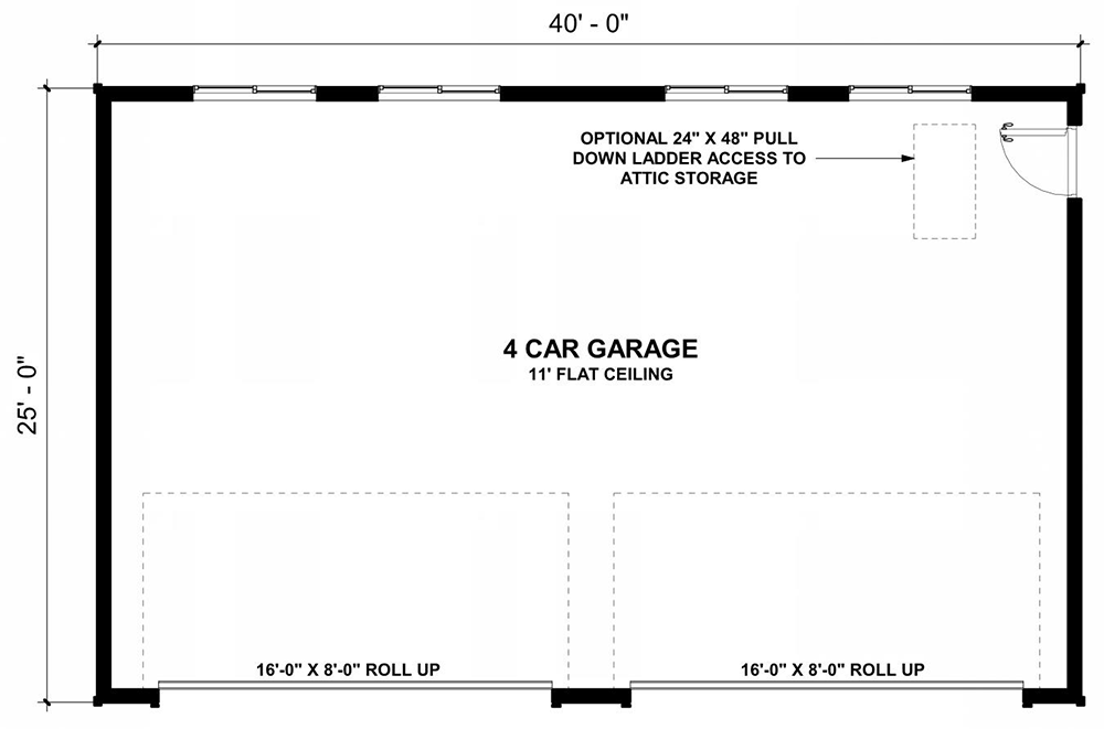 Plan 420186WNT: 4-Car Detached Garage Plan - 1000 Sq Ft - Floor Plan - Main Level - Traditional