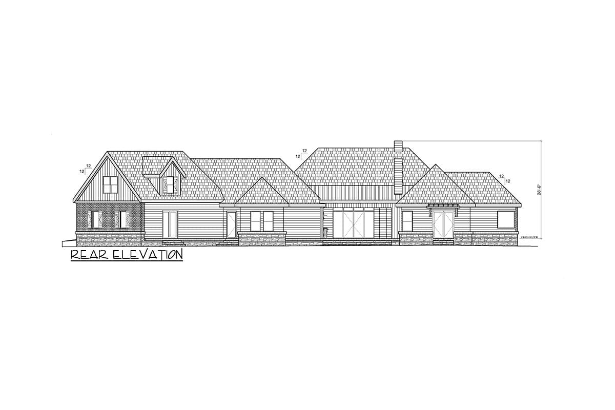Plan 36708TX: 3-Bed Country Craftsman House Plan with Game Room Over Garage - 3814 Sq Ft - Image #23 - Country, Craftsman, Hill Country, New American