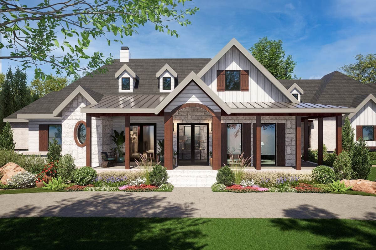 Plan 36708TX: 3-Bed Country Craftsman House Plan with Game Room Over Garage - 3814 Sq Ft - Image #11 - Country, Craftsman, Hill Country, New American