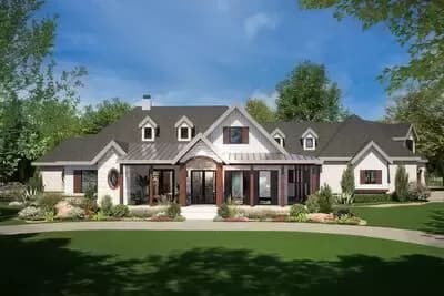 3-Bed Country Craftsman House Plan with Game Room Over Garage - 3814 Sq Ft