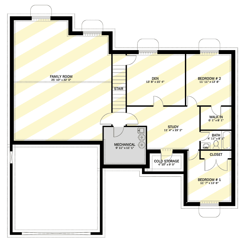 Plan 61543UT: One-Story Traditional House Plan with Jack and Jill Bathroom - 2054 Sq Ft - Floor Plan - Optionally Finished Lower Level - Hill Country, Traditional