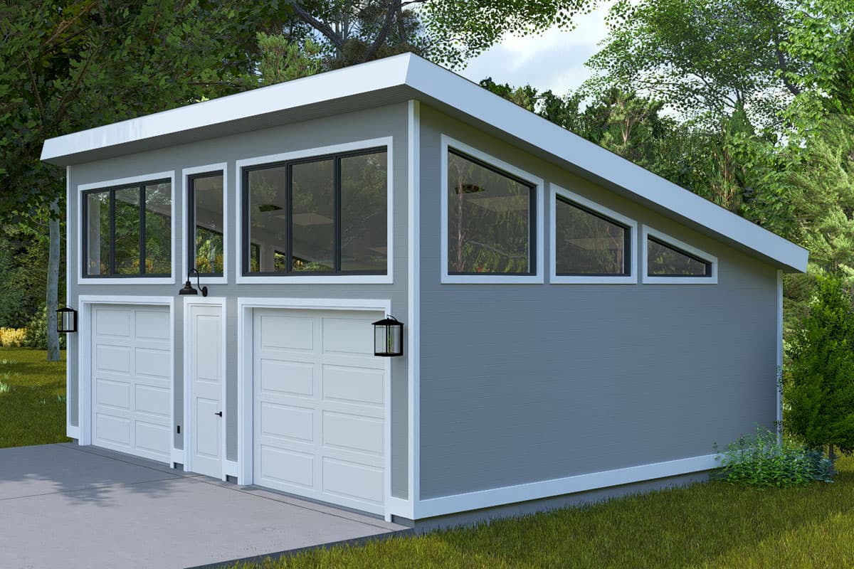 Plan 61547UT: Contemporary 2-Car Garage with Workshop Space - 720 Sq Ft - Image #6 - Contemporary, Modern