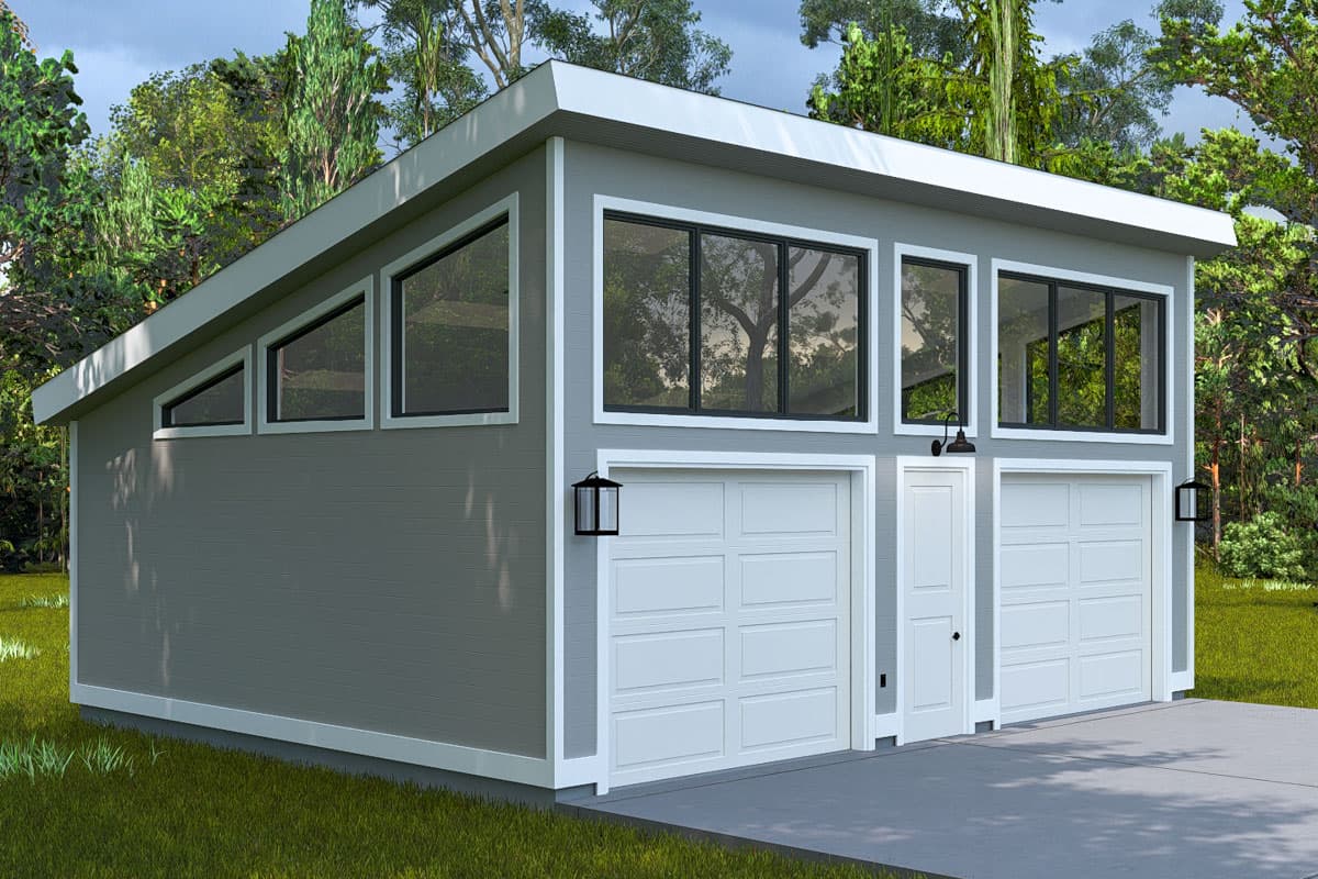 Plan 61547UT: Contemporary 2-Car Garage with Workshop Space - 720 Sq Ft - Image #8 - Contemporary, Modern