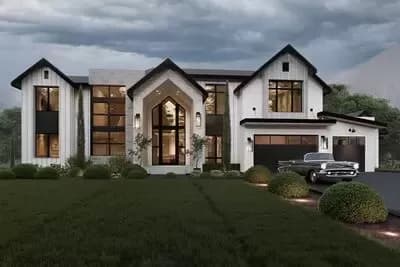4-Bed Contemporary House Plan with Two-Story Great Room - 5750 Sq Ft