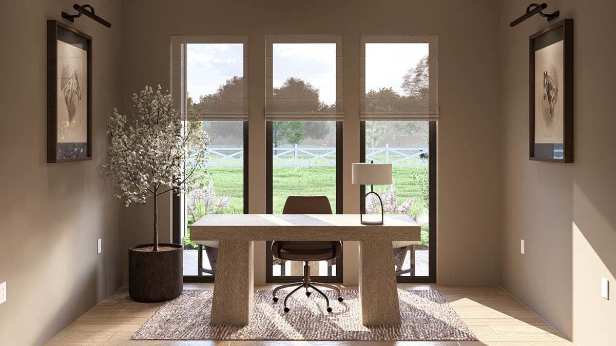 Plan 623442DJ: 3-Bed Scandinavian Ranch House Plan Cathedral Great Room - 2583 Sq Ft - Image #11 - Contemporary, Mid Century Modern, Ranch, Scandinavian