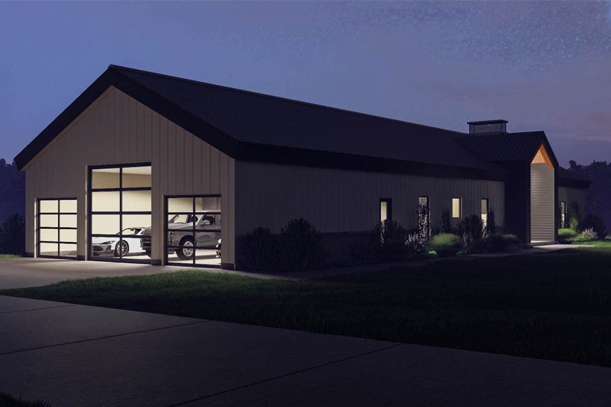 Plan 623442DJ: 3-Bed Scandinavian Ranch House Plan Cathedral Great Room - 2583 Sq Ft - Image #18 - Contemporary, Mid Century Modern, Ranch, Scandinavian