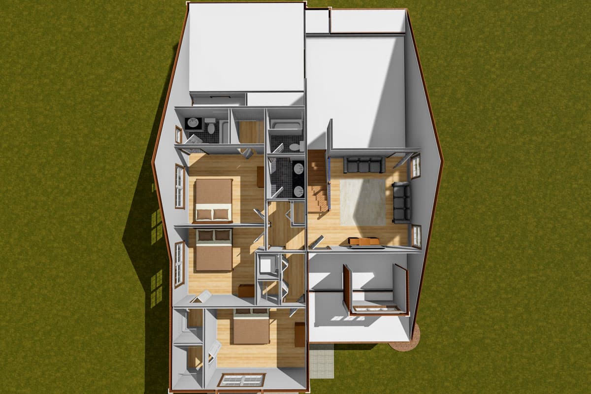 Plan 52376WM: 4-Bed Traditional House Plan with Vaulted Living Space - 2400 Sq Ft - Image #8 - Traditional
