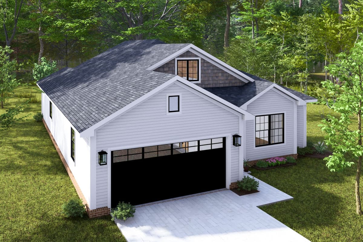 Plan 52377WM: Single-Story Traditional House Plan with 2-Car Garage - 1471 Sq Ft - Image #5 - Country, Traditional